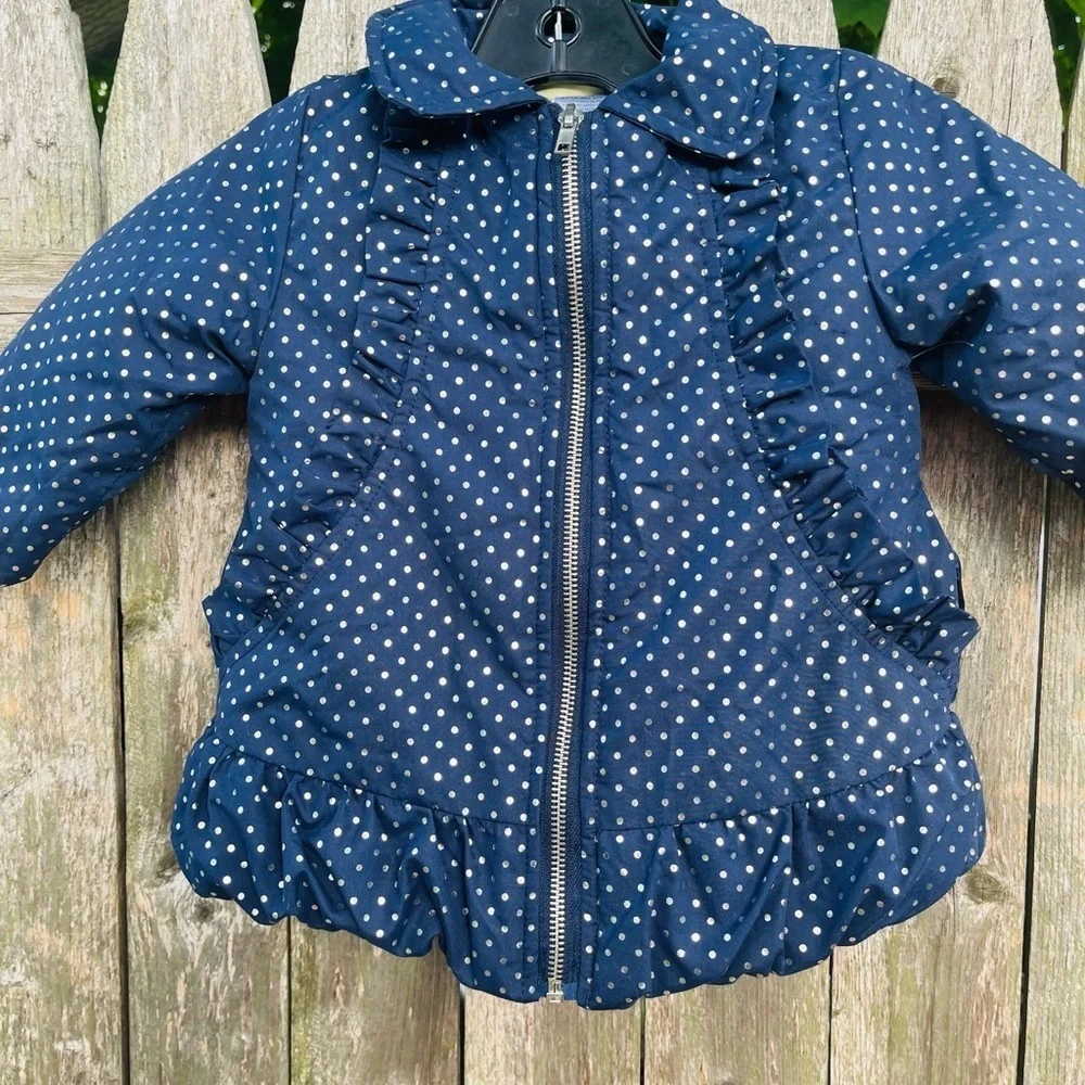 Penelope Mack girls navy blue polka dot jacket